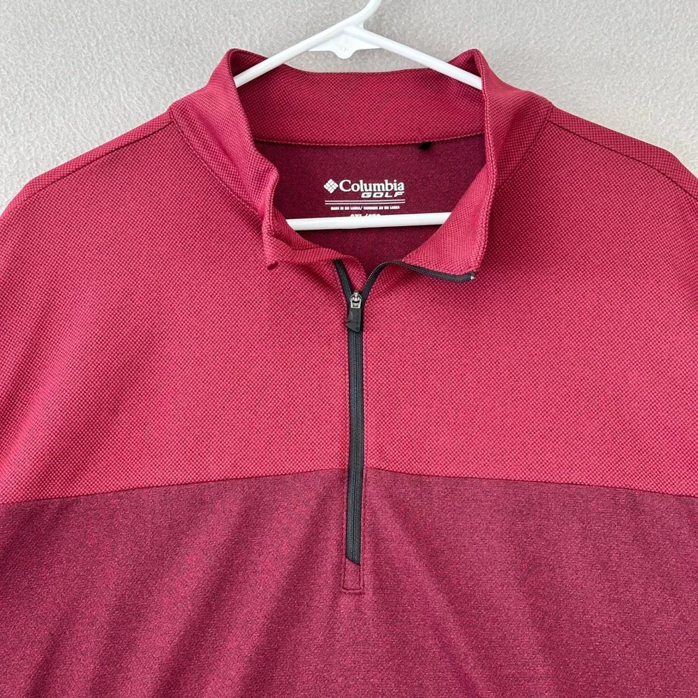 Columbia Golf Omni-Wick Home Course Pullover Men 2XL Red Performance Long Sleeve